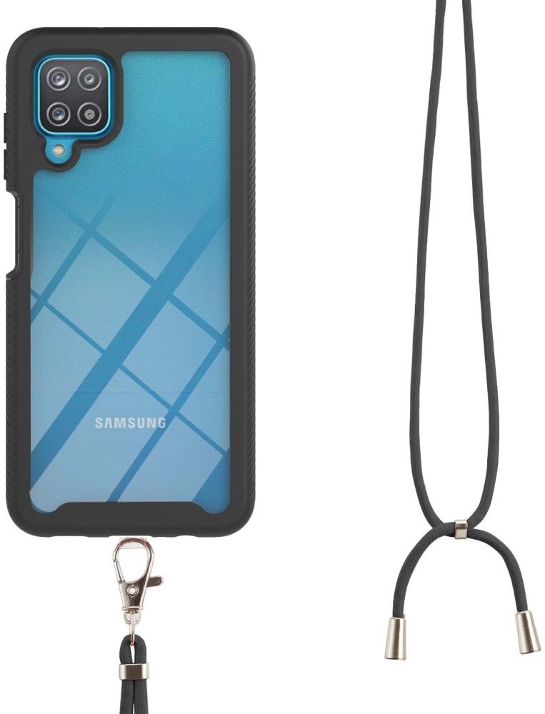 Samsung Galaxy A12 Hoesje met Koord TPU Back Cover Keycord Zwart afbeelding 1
