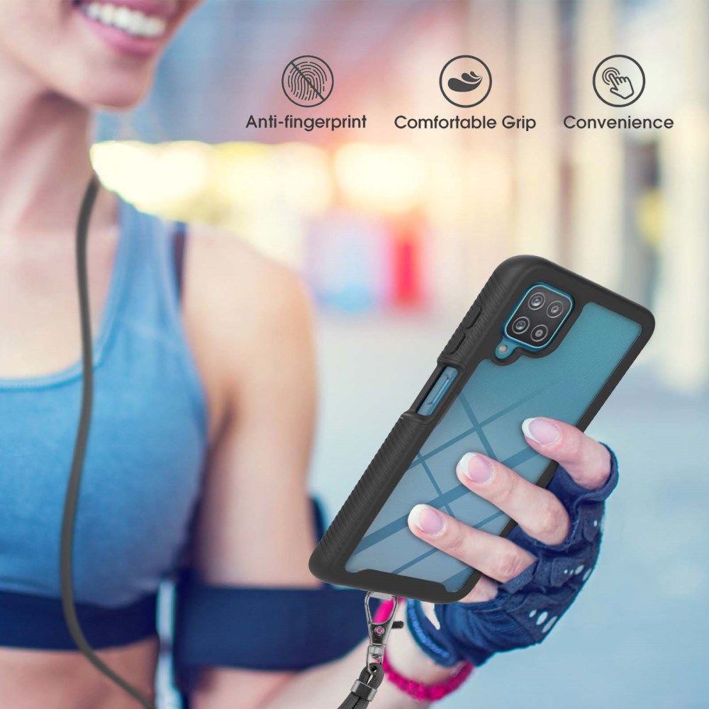 Samsung Galaxy A12 Hoesje met Koord TPU Back Cover Keycord Zwart afbeelding 3