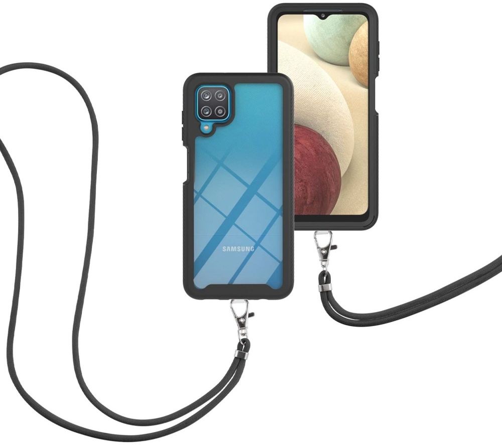 Samsung Galaxy A12 Hoesje met Koord TPU Back Cover Keycord Zwart afbeelding 6