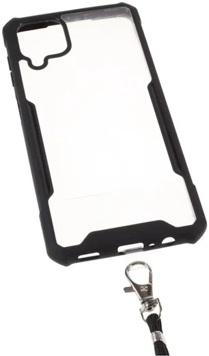 Samsung Galaxy A12 Hoesje met Koord Back Cover Keycord Zwart afbeelding 2