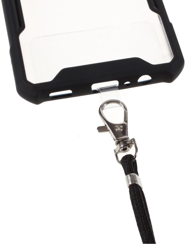Samsung Galaxy A12 Hoesje met Koord Back Cover Keycord Zwart afbeelding 3