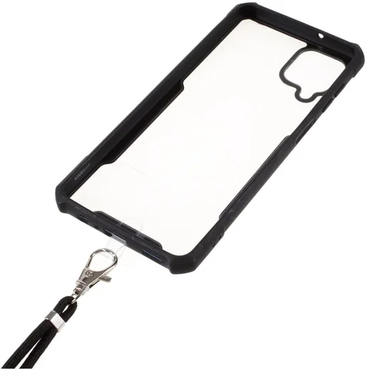 Samsung Galaxy A12 Hoesje met Koord Back Cover Keycord Zwart afbeelding 5