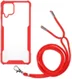 Samsung Galaxy A12 Hoesje met Koord Back Cover Keycord Rood afbeelding 1