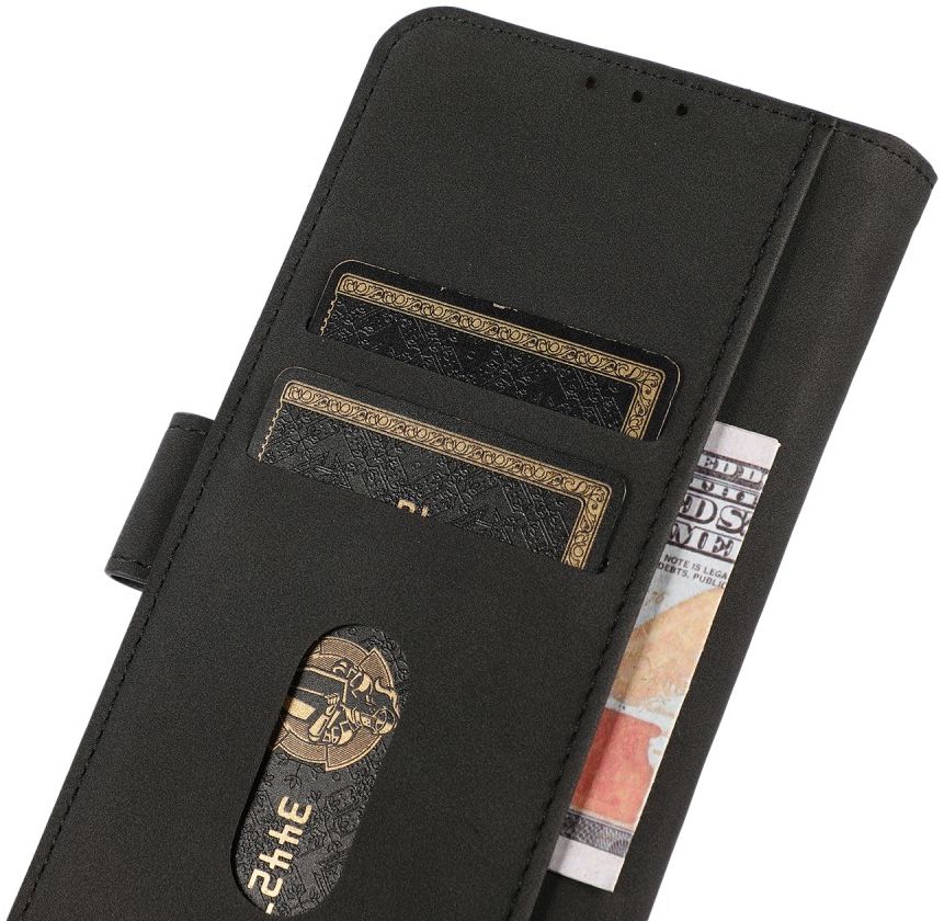 KHAZNEH Motorola Moto G60s Hoesje Retro Wallet Book Case Zwart afbeelding 6