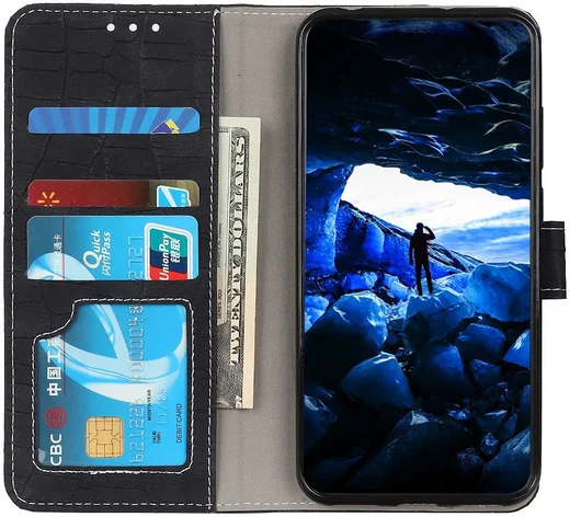 Motorola Moto G60s Hoesje Kunstleer Wallet Book Case Zwart afbeelding 1