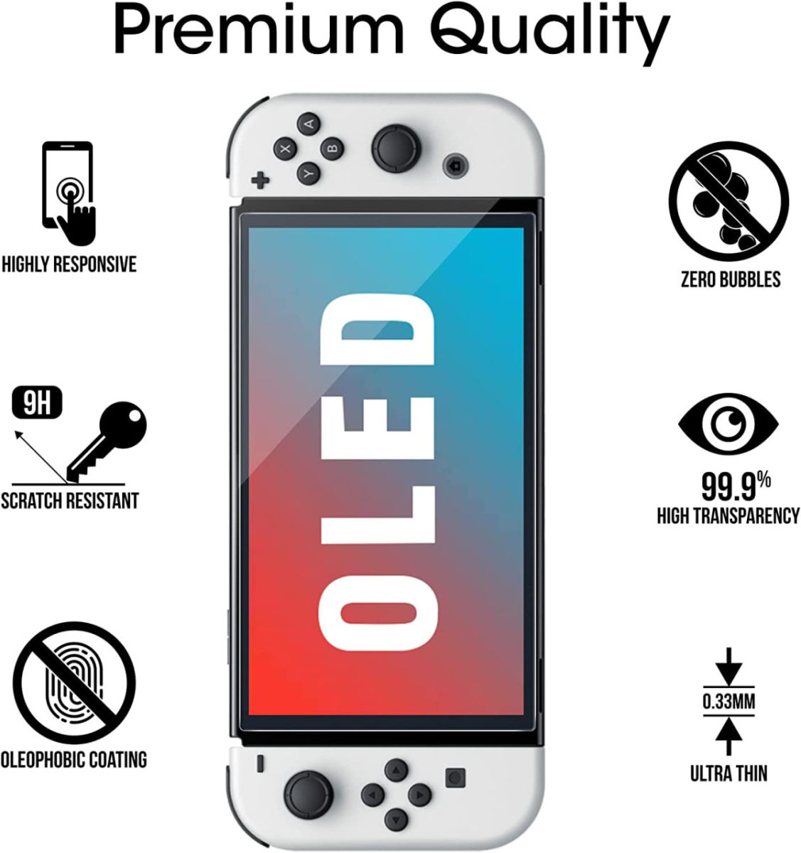 Nintendo Switch OLED Screen Protector 9H Tempered Glass 0.3mm afbeelding 2