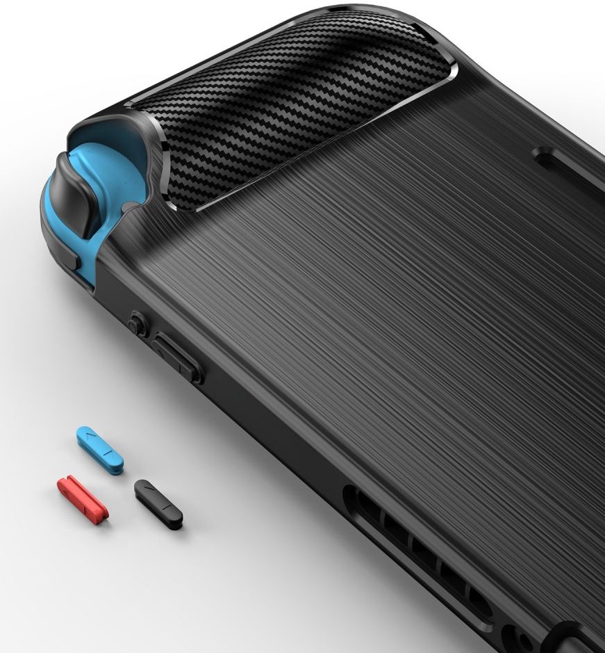 Nintendo Switch Hoesje Geborsteld TPU Flexibele Cover Zwart afbeelding 15