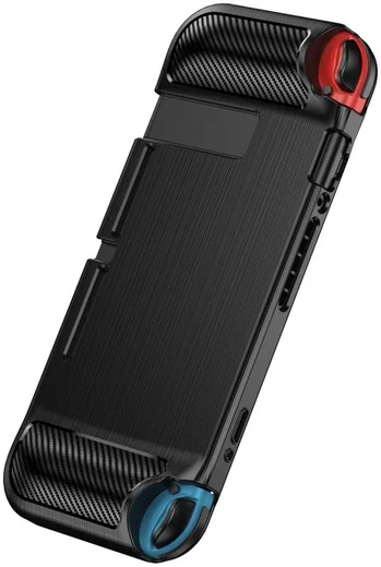 Nintendo Switch Hoesje Geborsteld TPU Flexibele Cover Zwart afbeelding 6