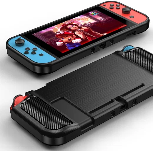 Nintendo Switch Hoesje Geborsteld TPU Flexibele Cover Zwart afbeelding 9
