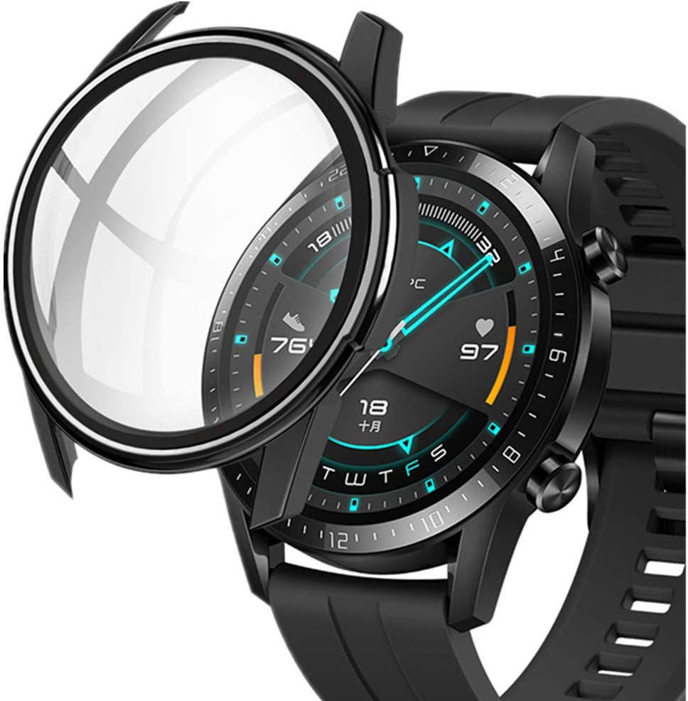 Huawei Watch GT 2 46MM Hoesje Hard Plastic met Tempered Glass Zwart afbeelding 1
