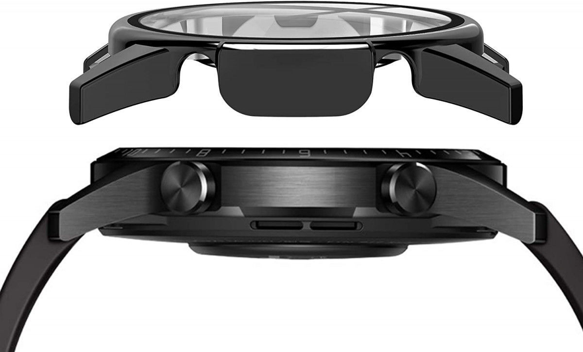 Huawei Watch GT 2 46MM Hoesje Hard Plastic met Tempered Glass Zwart afbeelding 2