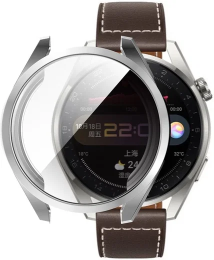 Huawei Watch 3 Pro Hoesje Hard Plastic met Tempered Glass Zilver afbeelding 1