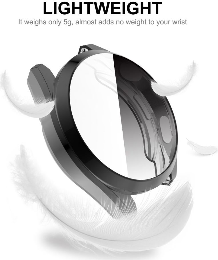 Huawei Watch 3 Pro Hoesje Hard Plastic met Tempered Glass Zilver afbeelding 7