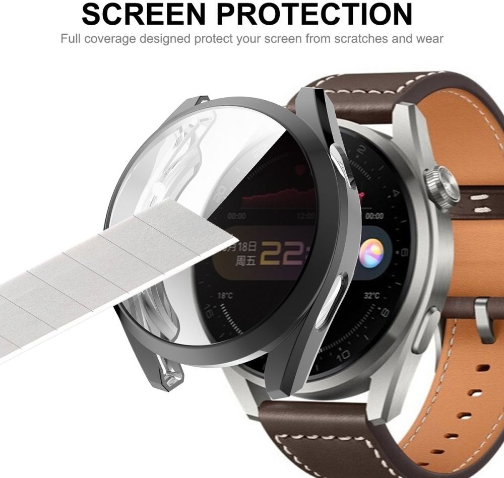 Huawei Watch 3 Pro Hoesje Hard Plastic met Tempered Glass Zilver afbeelding 5