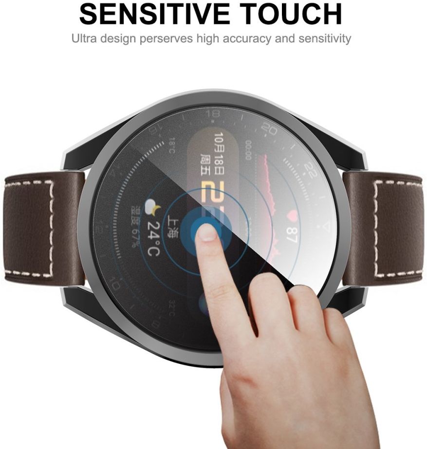 Huawei Watch 3 Pro Hoesje Hard Plastic met Tempered Glass Zilver afbeelding 6