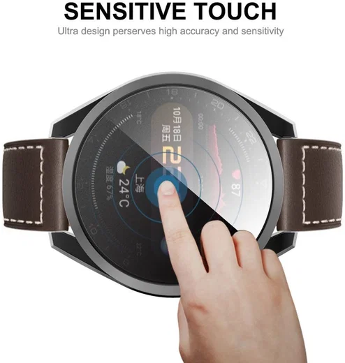 Huawei Watch 3 Pro Hoesje Hard Plastic met Tempered Glass Zilver afbeelding 6