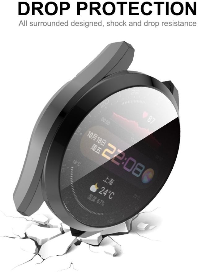 Huawei Watch 3 Pro Hoesje Hard Plastic met Tempered Glass Zilver afbeelding 8