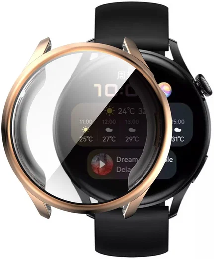 Huawei Watch 3 Hoesje Hard Plastic Bumper met Tempered Glass Roze afbeelding 1