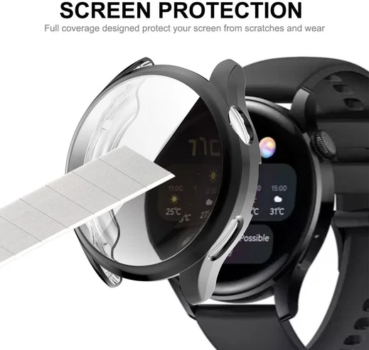 Huawei Watch 3 Hoesje Hard Plastic Bumper met Tempered Glass Roze afbeelding 2