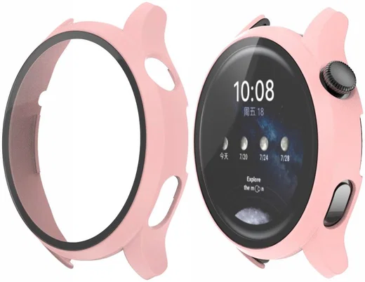 Huawei Watch 3 Case Hard Plastic Bumper met Tempered Glass Roze afbeelding 4