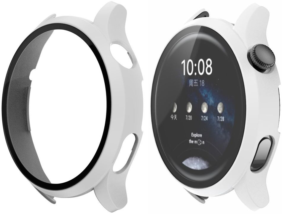 Huawei Watch 3 Pro Hoesje - Bumper Case Hard Plastic met Tempered Glass - Wit afbeelding 5