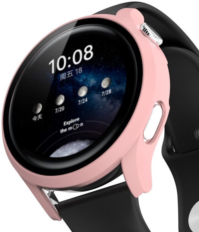 Huawei Watch 3 Pro Hoesje Hard Plastic Bumper met Tempered Glass Roze afbeelding 1