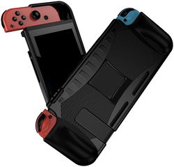 Nintendo Switch Hoesje Schokbestendig TPU Case met Kickstand Zwart afbeelding