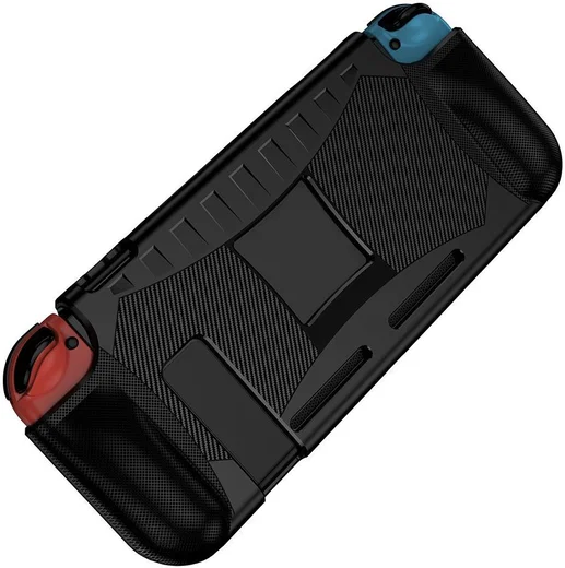 Nintendo Switch Hoesje Schokbestendig TPU Case met Kickstand Zwart afbeelding 6