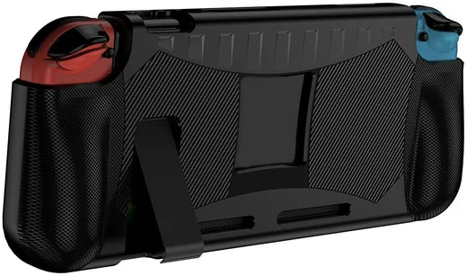 Nintendo Switch Hoesje Schokbestendig TPU Case met Kickstand Zwart afbeelding 7