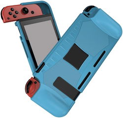 Nintendo Switch Hoesje Schokbestendig TPU Case met Kickstand Blauw afbeelding