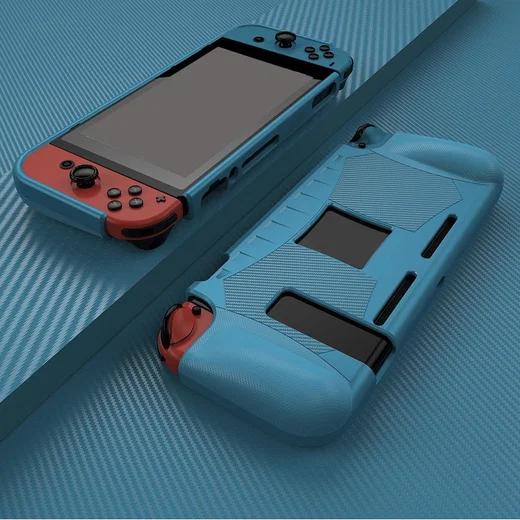 Nintendo Switch Hoesje Schokbestendig TPU Case met Kickstand Blauw afbeelding 5
