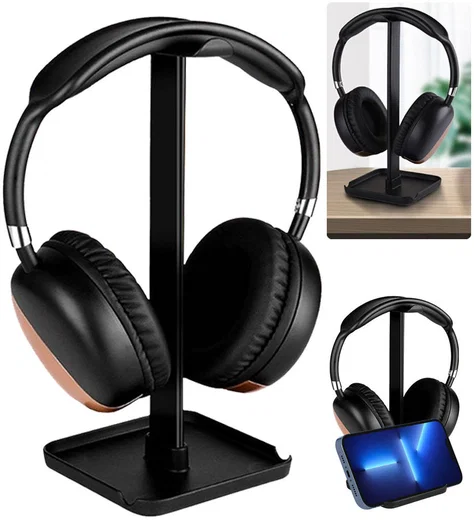 Universele Koptelefoon Houder - Headset Stand voor op je Bureau Zwart afbeelding 1