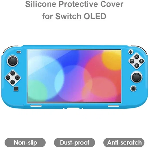Nintendo Switch OLED Hoesje Siliconen Cover Zwart afbeelding 2