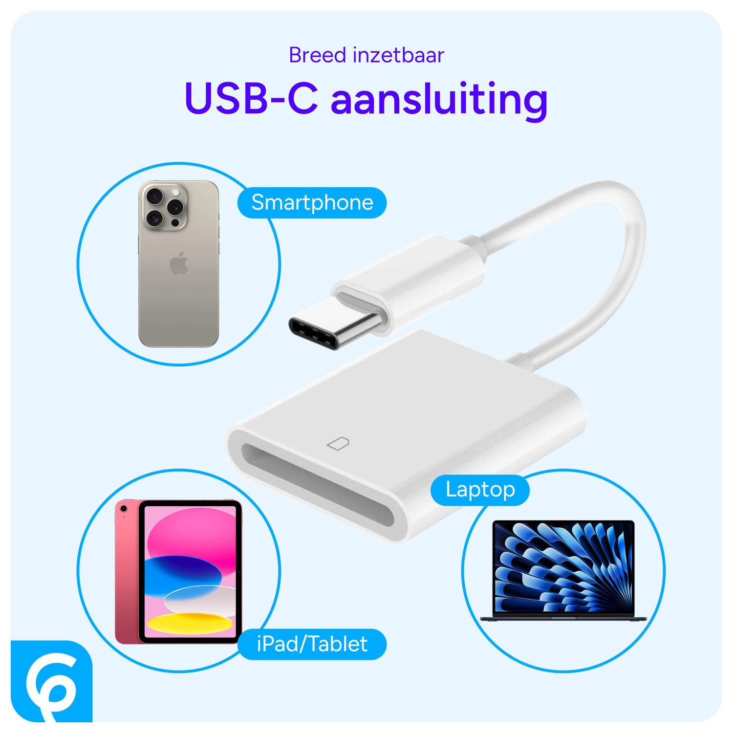 USB-C Adapter met SD-Kaartlezer voor Laptop, Tablet of Smartphone afbeelding 4
