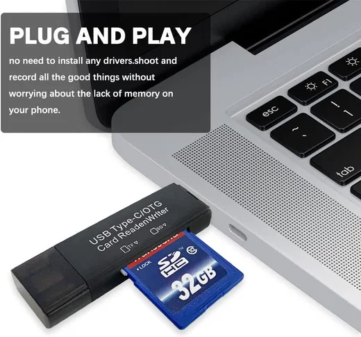 Compacte USB-C Kaartlezer Voor USB / Micro-SD / SD Kaart Wit afbeelding 2