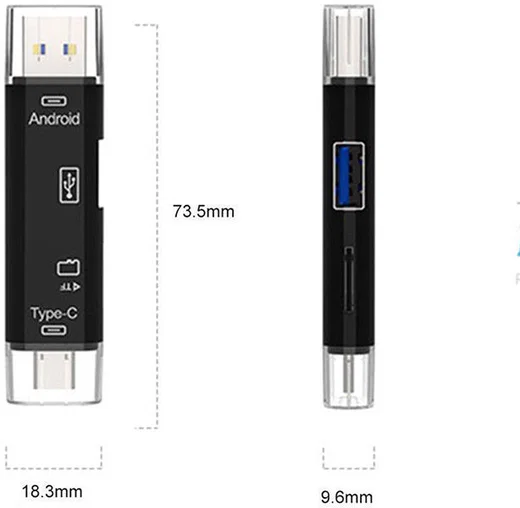 Multifunctionele 5 in 1 Kaartlezer Micro USB/USB/USB-C Zwart afbeelding 5