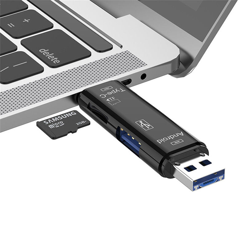 Multifunctionele 5 in 1 Kaartlezer Micro USB/USB/USB-C Zwart afbeelding 7
