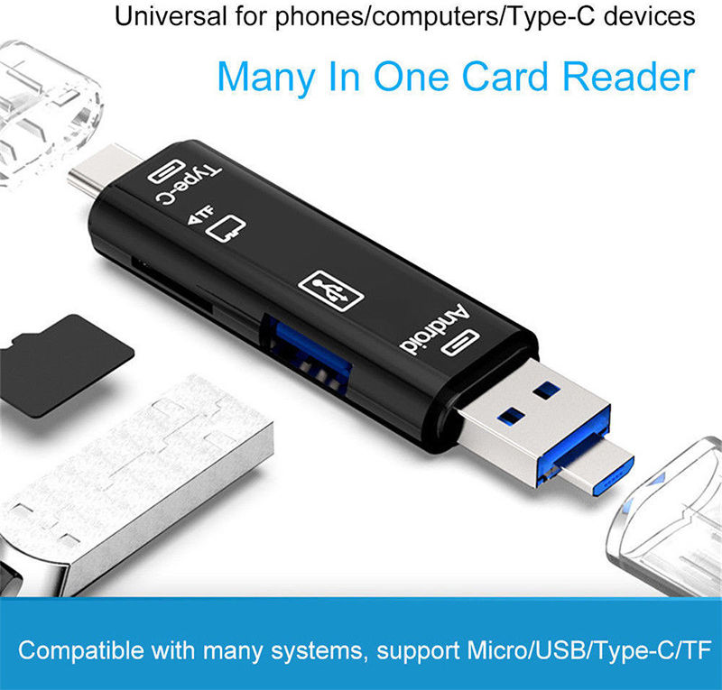 Multifunctionele 5 in 1 Kaartlezer Micro USB/USB/USB-C Wit afbeelding 3