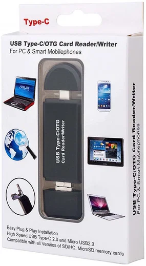 On The Go Geheugenkaartlezer USB 2.0 / MicroUSB / USB-C Cardreader afbeelding 13