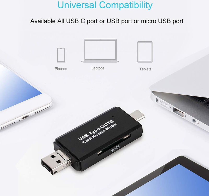 On The Go Geheugenkaartlezer USB 2.0 / MicroUSB / USB-C Cardreader afbeelding 14
