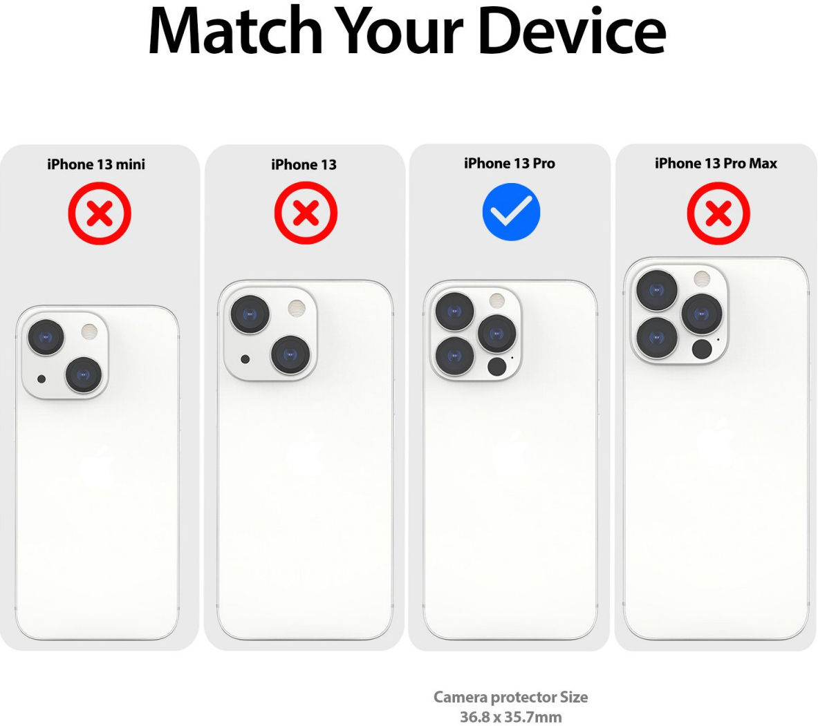 Whitestone Camera EZ Apple iPhone 13 Pro Camera Protector (2-Pack) afbeelding 7