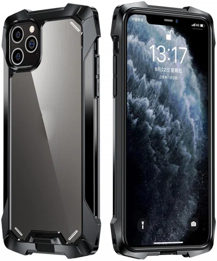 R-Just Metal Airbag iPhone 13 Pro Max Hoesje Schokbestendig Zwart afbeelding 9