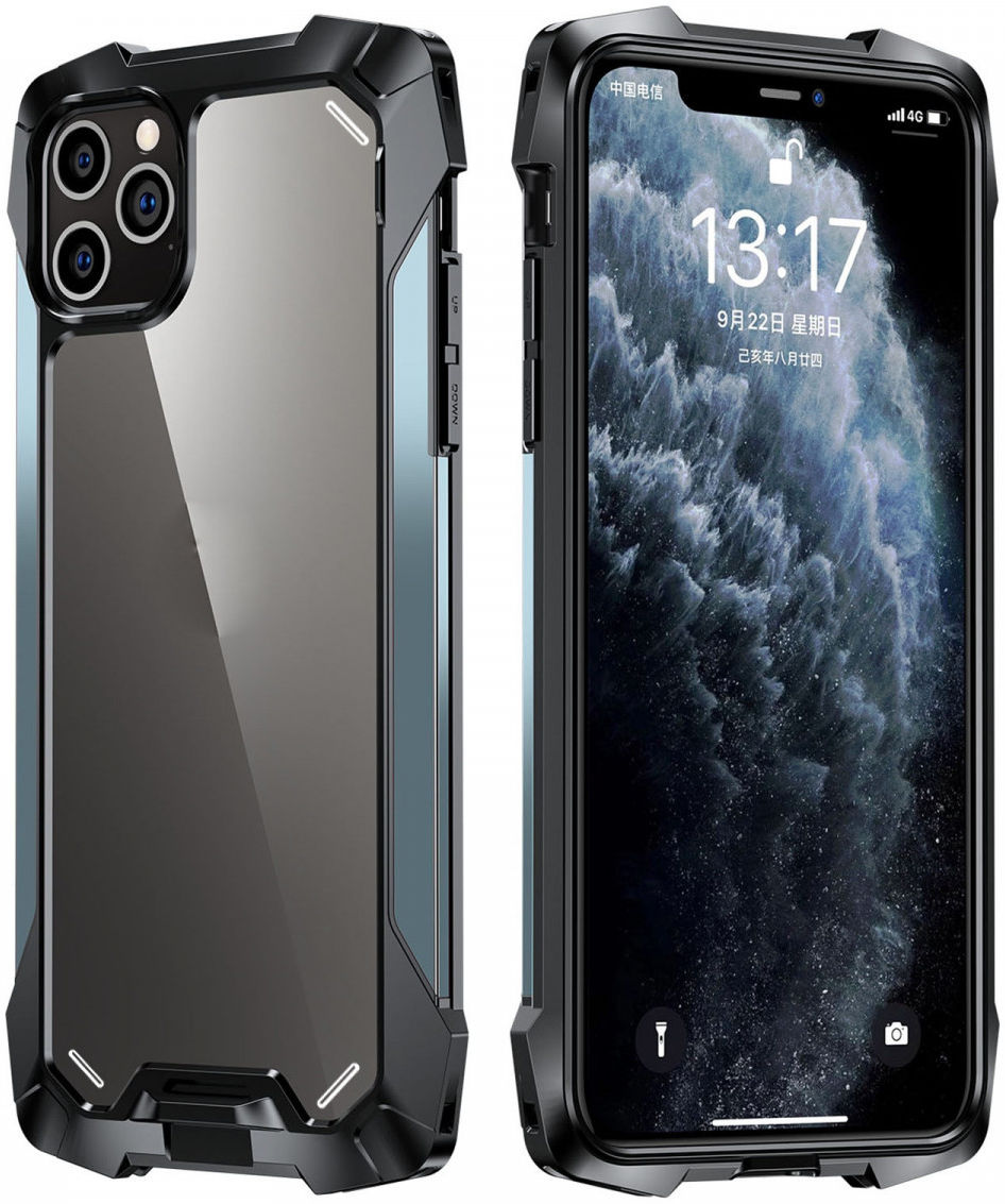 R-Just Metal Airbag iPhone 13 Pro Max Hoesje Schokbestendig Blauw afbeelding 9
