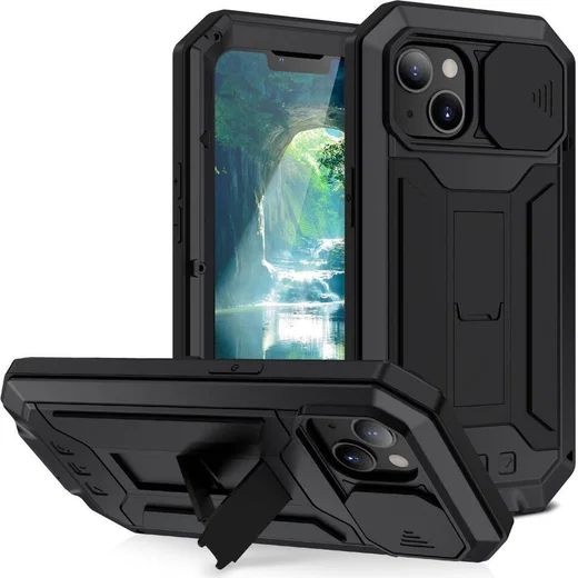 R-Just Sliding Camera Apple iPhone 13 Hoesje Waterdicht Zwart afbeelding 1