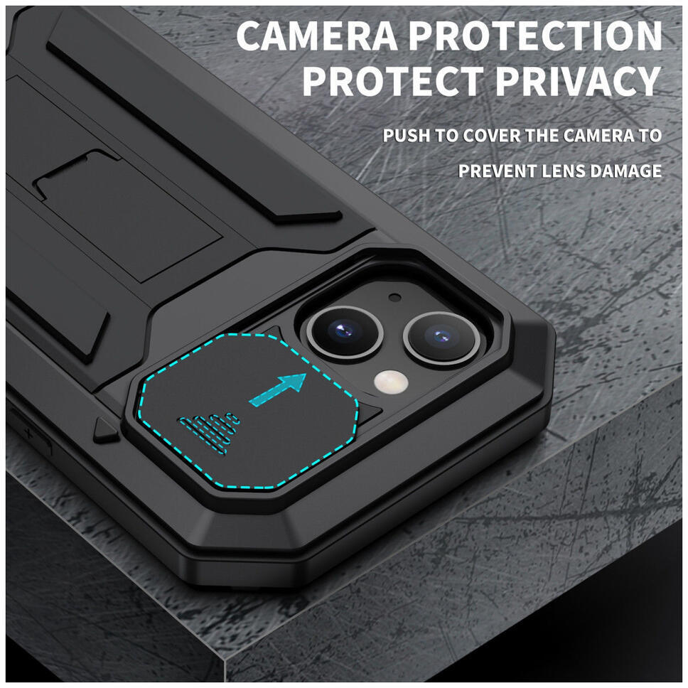 R-Just Sliding Camera Apple iPhone 13 Hoesje Waterdicht Zwart afbeelding 3