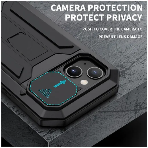 R-Just Sliding Camera Apple iPhone 13 Hoesje Waterdicht Zwart afbeelding 3