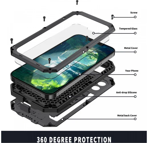 R-Just Sliding Camera Apple iPhone 13 Hoesje Waterdicht Zwart afbeelding 4