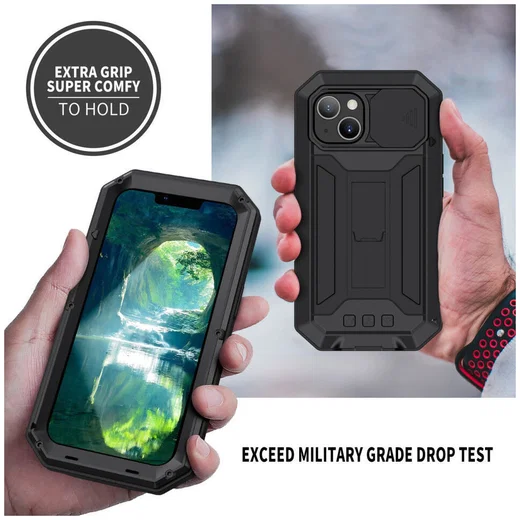 R-Just Sliding Camera Apple iPhone 13 Hoesje Waterdicht Zwart afbeelding 5