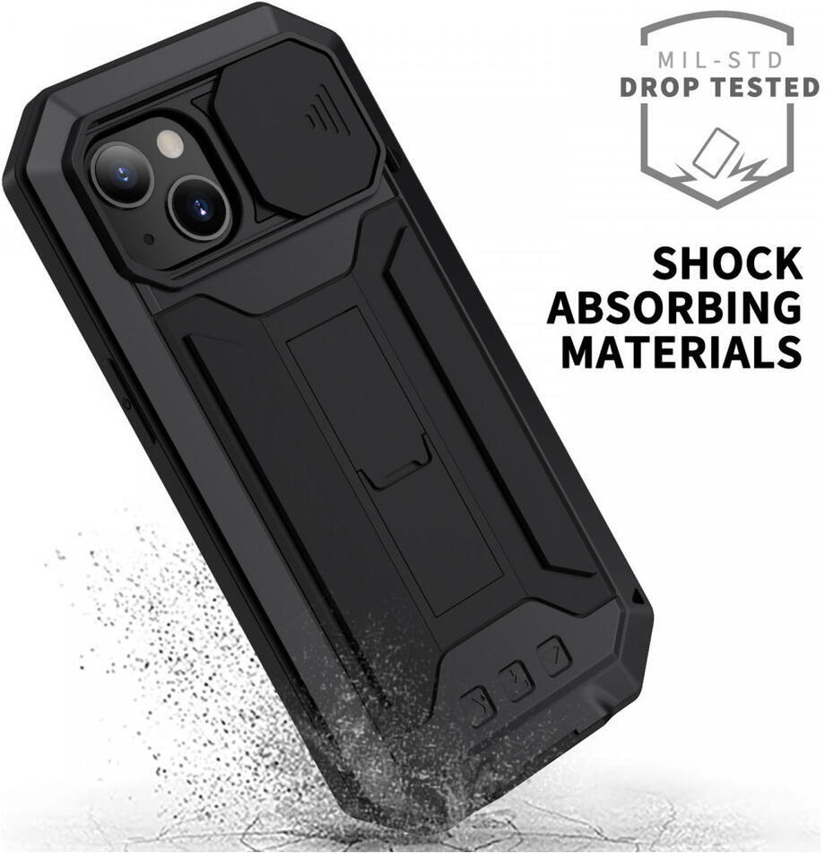 R-Just Sliding Camera Apple iPhone 13 Hoesje Waterdicht Zwart afbeelding 6