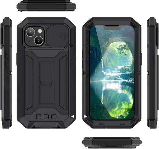 R-Just Sliding Camera Apple iPhone 13 Hoesje Waterdicht Zwart afbeelding 8